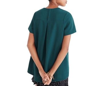 Madewell Tailored Tee Blouse Top, Emerald Green, Small, Perfect Condition